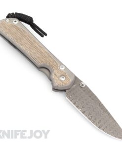Chris Reeve Knives Large Sebenza 31 LH Drop Point Boomerang Damascus with Natural Canvas Micarta Inlay/ MATTE Finish Handles