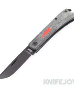 Esnyx Silver Line Beer Buster Jr. Front Flipper M390 Black PVD Finish Blade with Black PVD Titanium/ Black Micarta Handles/ Red G10 Bottle with Mokuti Clip
