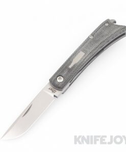 Esnyx Silver Line Beer Buster Jr. Front Flipper M390 Hand Rubbed Satin Finish Blade with Bead Blast Titanium/ Black Micarta Handles/ Blasted Titanium Bottle with BB Clip