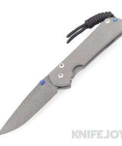 Chris Reeve Knives Small Sebenza 31 Ladder Damascus Drop Point Blade with Plain Titanium Handles
