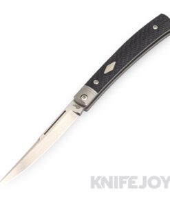 Esnyx Silver Line Barracuda Slipjoint M390 Hand Rubbed Satin Finish Blade and Bead Blast Titanium Liners with Integral Bolsters, Black G-10 Textured Handles with Satin Diamond Inlay