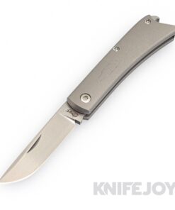 Esnyx Silver Line Beer Buster Jr. Slipjoint M390 Hand Rubbed Satin Blade and a Bead Blast Titanium Handle with a Laser Engraved Titanium Bottle