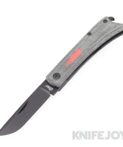 Esnyx Silver Line Beer Buster Jr. Front Flipper M390 Black PVD Finish Blade with Black PVD Titanium/ Black Micarta Handles/ Red G10 Bottle with PVD Clip