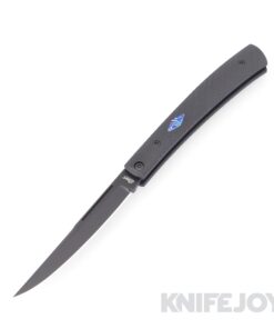 Esnyx Silver Line Barracuda Slipjoint M390 Black PVD Finish Blade and Black PVD Titanium, Black G-10 Textured Handles with MokuTi Diamond Inlay