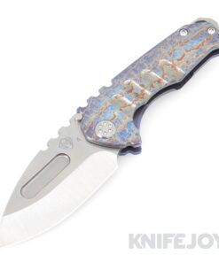 Medford Knives Praetorian Genesis "T" S45VN Tumbled Drop Point Blade with Flamed Acid Etch Handles/ Blue Spring/ Standard Hardware and Flamed Acid Clip