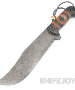 T.M. Hunt Custom Knives Big Bear Bowie Fixed Blade with Bullseye Pattern Black & Natural Micarta Handles
