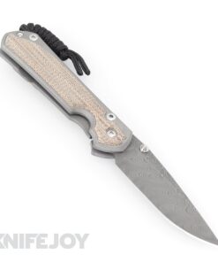 Chris Reeve Knives Small Sebenza 31 LH Natural Canvas Micarta Inlay Drop Point Boomerang Damascus Knife