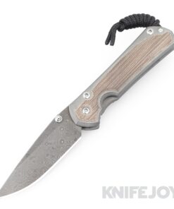 Chris Reeve Knives Small Sebenza 31 Natural Canvas Micarta Inlay Drop Point Raindrop Damascus Knife