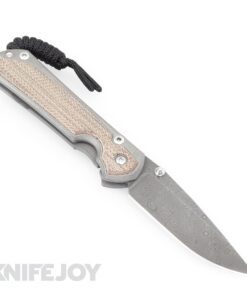 Chris Reeve Knives Small Sebenza 31 LH Natural Canvas Micarta Inlay Drop Point Raindrop Damascus Knife