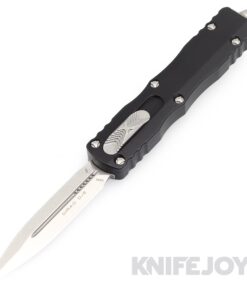 MICROTECH 225-10 Dirac OTF Auto Double Edge Stonewash Standard Blade with Black Aluminum Handles