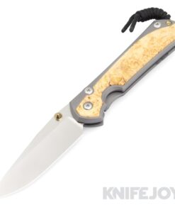 Chris Reeve Knives Large Sebenza 31 Drop Point Blade DOUBLE GOLD LUGS with Box Elder Inlays Knife Matte Handle Finish