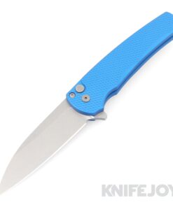 Pro-tech Knives PT5305-Blue Malibu Stonwash Wharncliffe Blade Flipper with Blue Textured Aluminum Handles