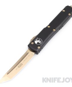 MICROTECH 123-13 Ultratech OTF Auto Tanto Edge Bronzed Standard Blade with Black Aluminum Handles