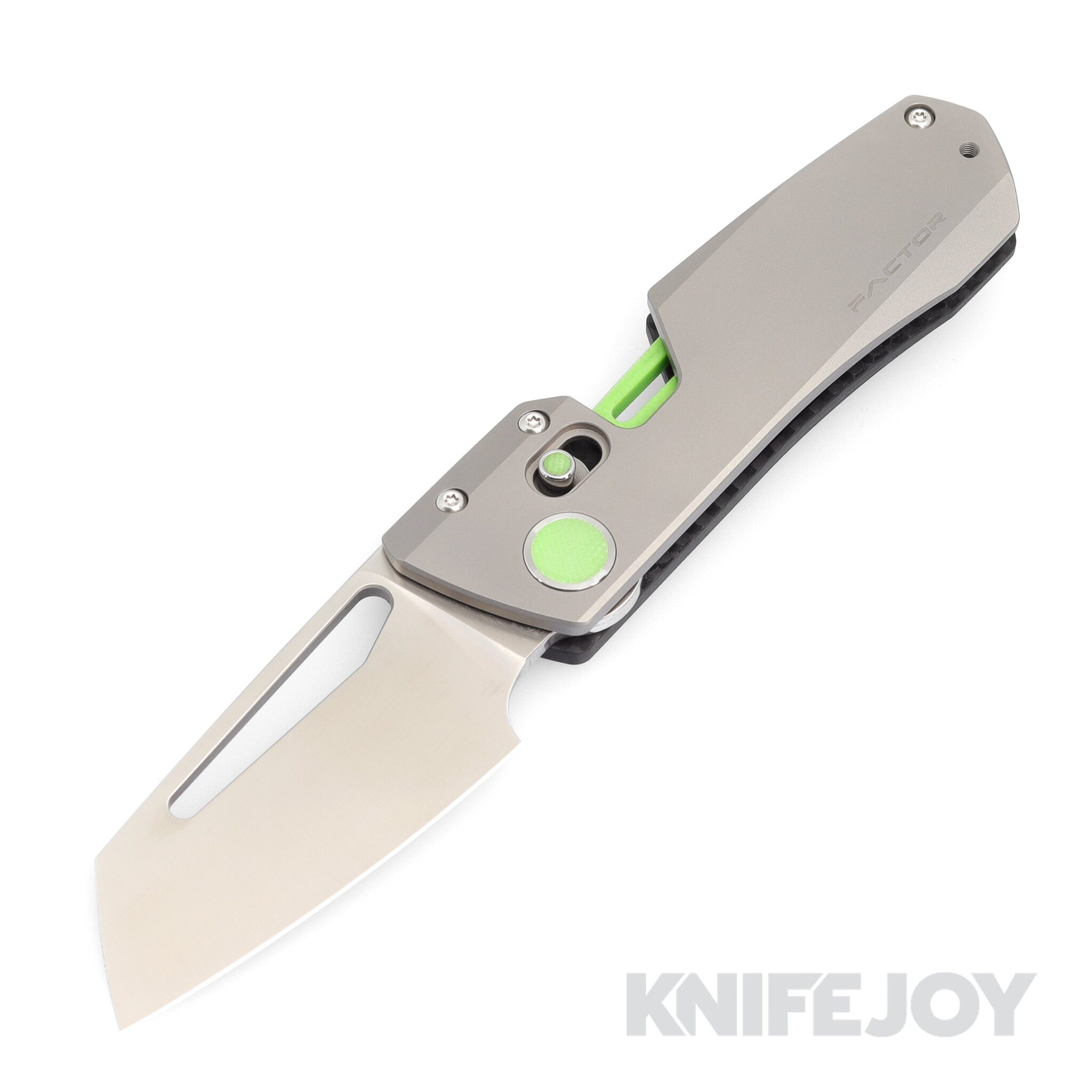 WINTERBLADE Co. Factor Folding Knife Satin Blade with Sandblasted Titanium Handles/ Lime Green Accents