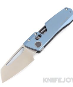 WINTERBLADE Co. Factor Folding Knife Satin Blade with Stonewashed Blue Titanium Handles/ Black Accents