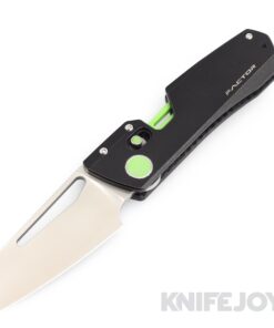 WINTERBLADE Co. Factor Folding Knife Satin Blade with Stonewashed Black Titanium Handles/ Lime Green Accents