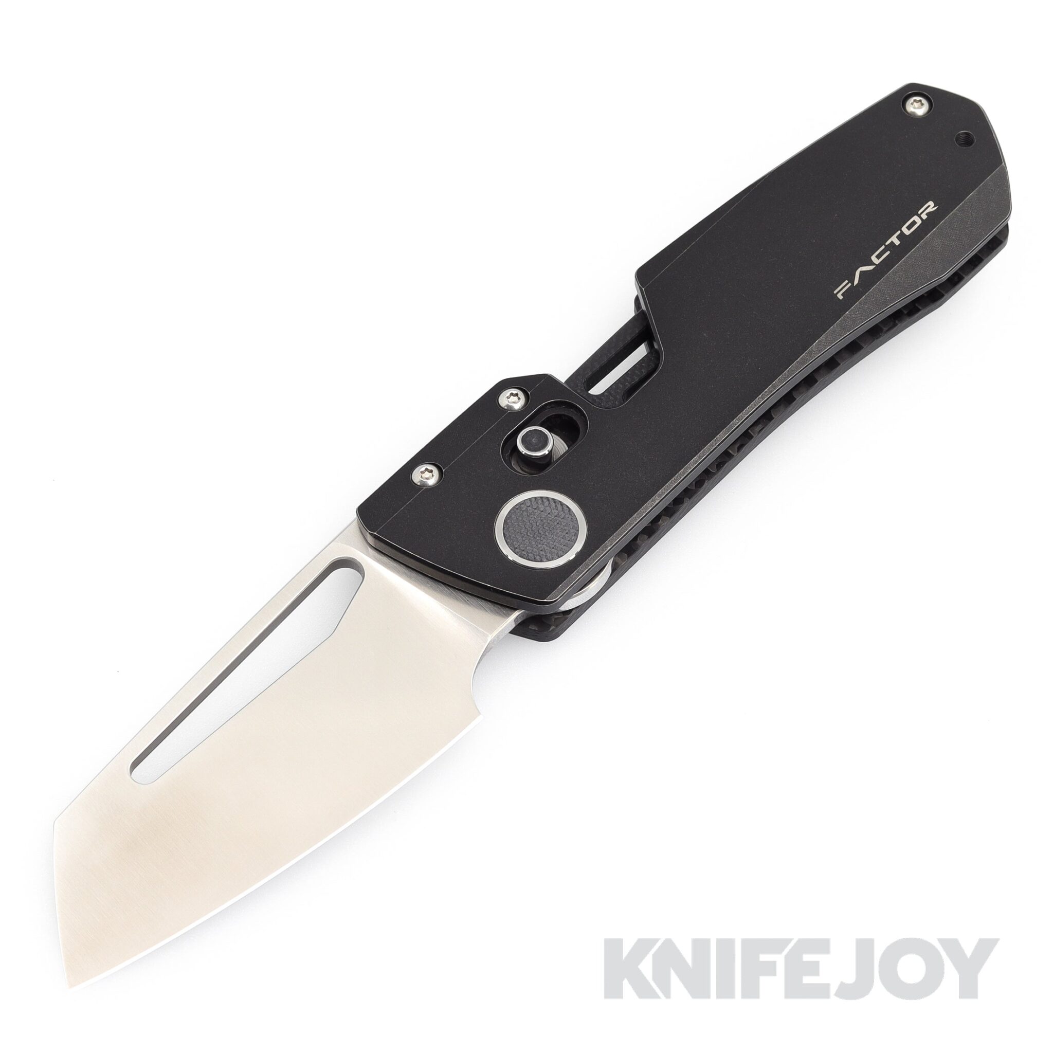 WINTERBLADE Co. Factor Folding Knife Satin Blade with Stonewashed Black Titanium Handles/ Black Accents