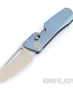 WINTERBLADE Co. Factor Folding Knife Satin Blade with Stonewashed Blue Titanium Handles/ Gray Accents