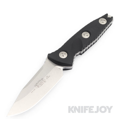 MICROTECH 113M-10 Fixed Blade SOCOM Alpha MINI Single Edge Stonewash Standard Blade with Black Aluminum Handles