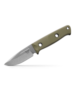 Benchmade 165-1 Mini Bushcrafter Fixed Blade Knife Drop Point Stonewash CPM-S30V Blade with OD Green G10 Handles