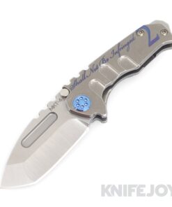 Medford Knives Micro Praetorian T S45VN Tumbled Tanto Blade with Tumbled 2nd Amendment Handles/ Blue Hardware and Clip