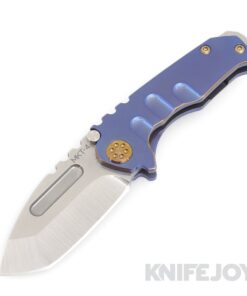 Medford Knives Micro Praetorian T S45VN Tumbled Tanto Blade with Blue with Bronze Pin-striping Handles/ Bronze Hardware and Clip