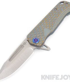 Medford Knives Proxima S45VN Tumbled Blade with BB Cement Violet Dragon Skin Handles/ Flamed Hardware and Clip