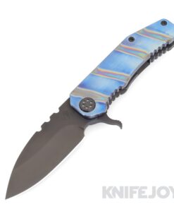 Medford Knives 187 Flipper D2 PVD Blade with Flamed Blues Handles/ PVD Hardware and Flamed Flats Clip