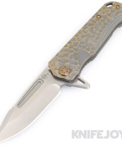 Medford Knives Proxima S45VN Tumbled Blade with BB/ Blue with Bronze Peaks & Valleys Handles/ Bronze Hardware and Clip