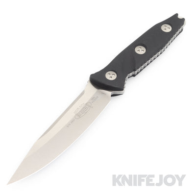 MICROTECH 113-10 Fixed Blade SOCOM Alpha Single Edge Stonewash Standard Blade with Black Aluminum Handles