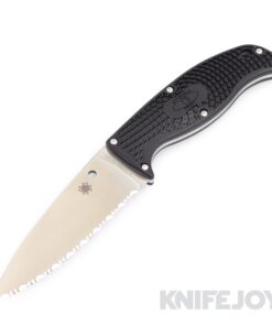 Spyderco FB31SBK2 ENUFF 2 Leaf Fixed Blade Knife Serrated Satin VG-10 Blade with Black FRN Handles