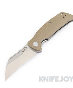 B'yond EDC BEDC2102-SA Dirk Pinkerton Garra Folder Satin Plain Blade with Tan Micarta Handles