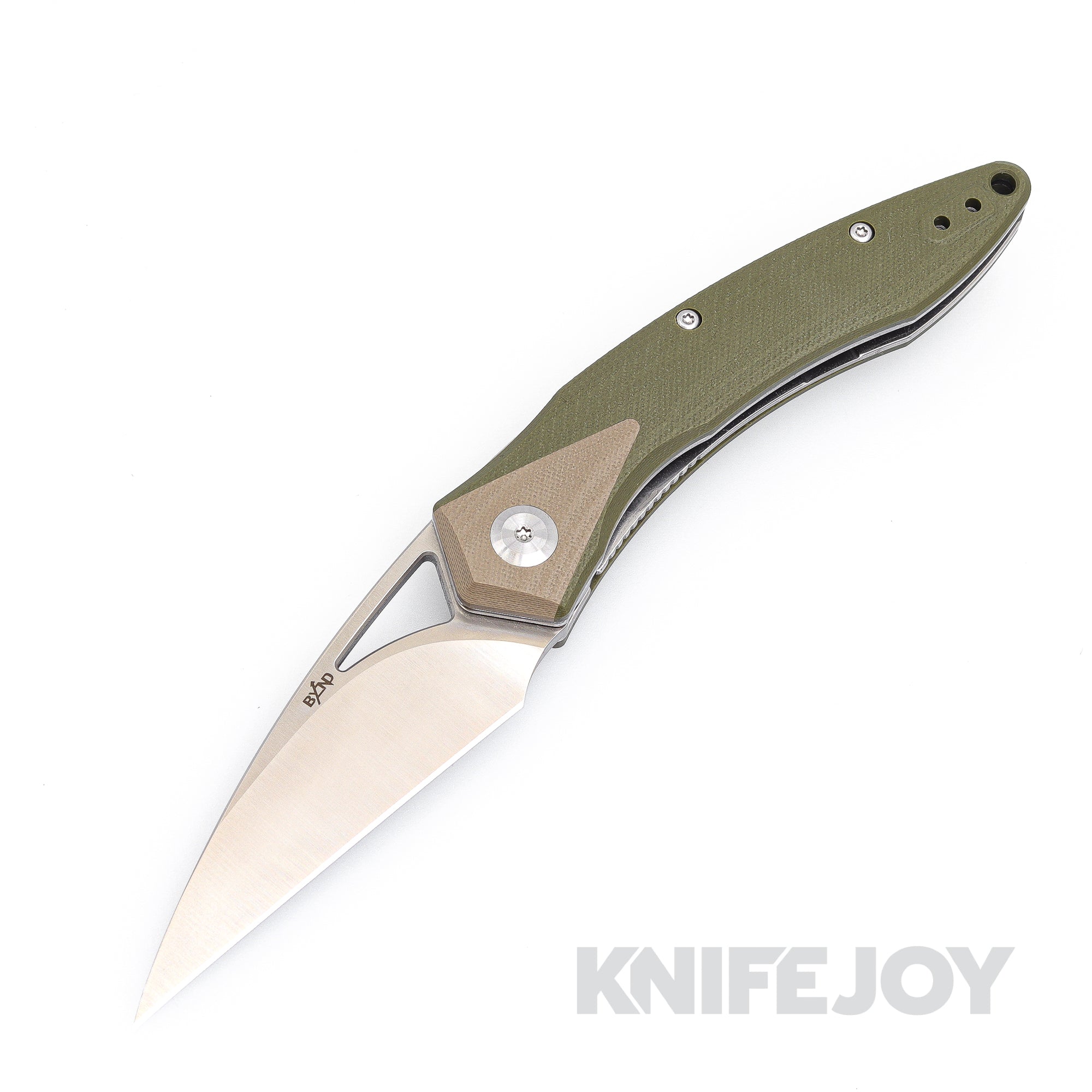 B'yond EDC BEDC2105-GRN GEO Folder Satin Plain Blade with Green G10 Handles