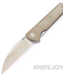 B'yond EDC BEDC2107-TN Dirk Pinkerton Slim Folder Satin Plain Blade with Tan Micarta Handles