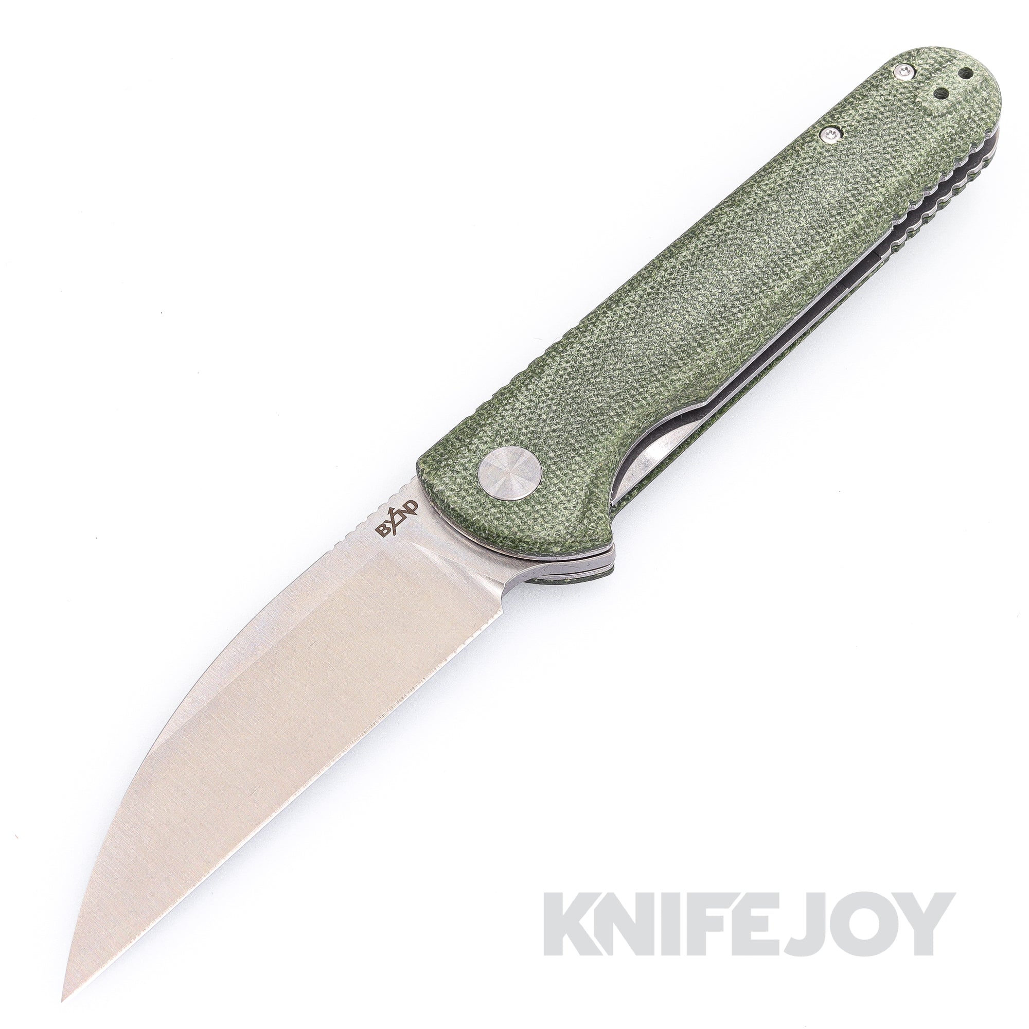 B'yond EDC BEDC2107-OD Dirk Pinkerton Slim Folder Satin Plain Blade with OD Green Micarta Handles