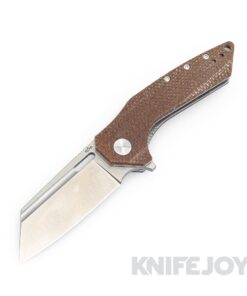 B'yond EDC BEDC2108-DE Thwaak Flipper Folder Satin Plain Blade with Brown Micarta Handles