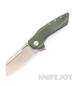 B'yond EDC BEDC2108-OD Thwaak Flipper Folder Satin Plain Blade with Green Micarta Handles