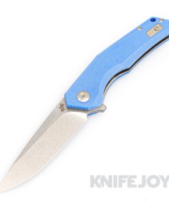 B'yond EDC SA1901DG-BL Arch Liner Lock Folder Satin Plain Blade with Blue G10 Handles