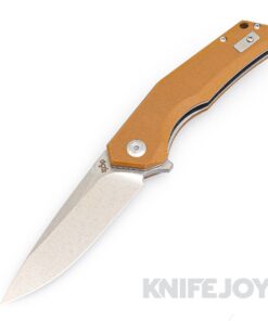 B'yond EDC SA1901DG-BN Arch Liner Lock Folder Satin Plain Blade with Brown G10 Handles
