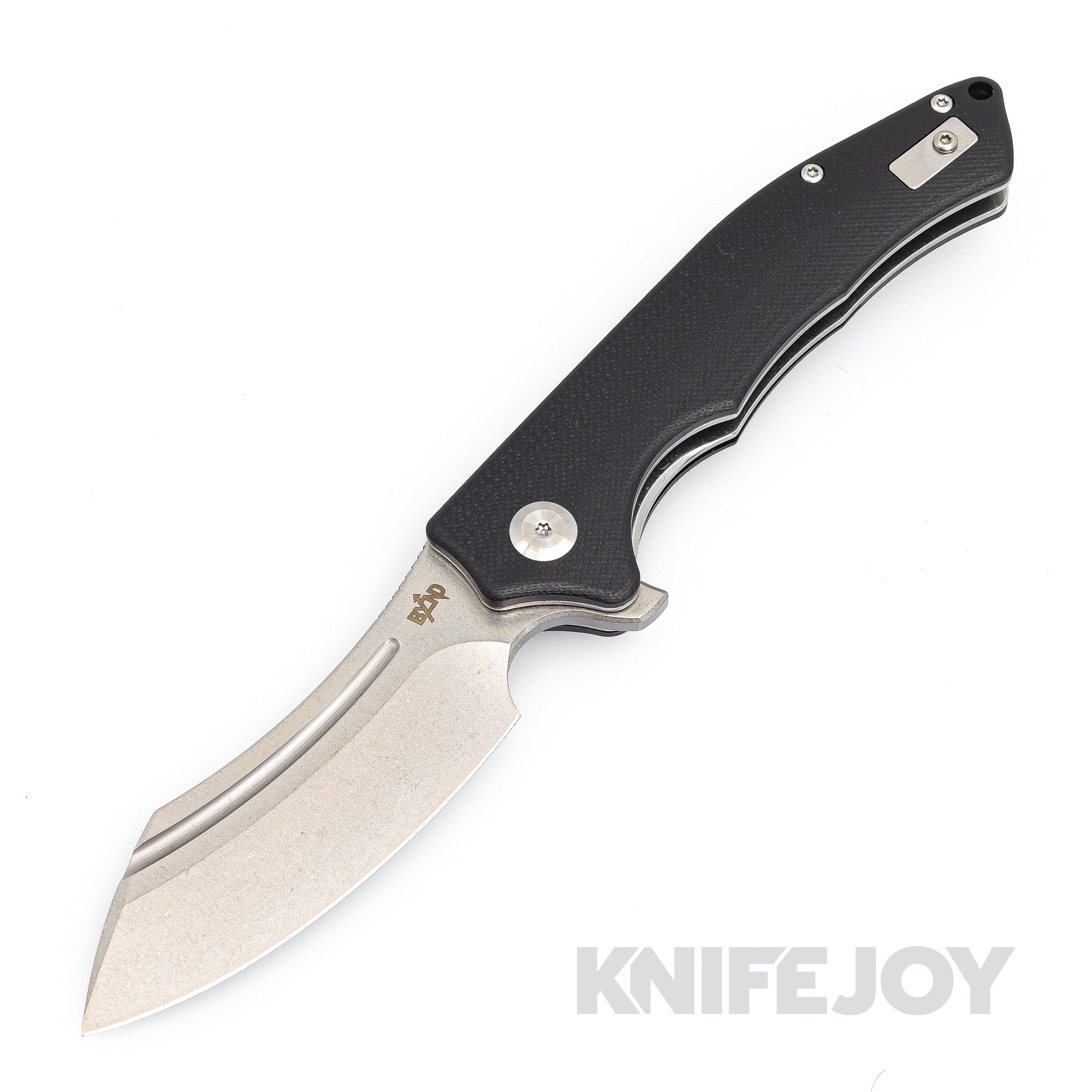 B'yond EDC SA1903DG-BK Sunder Liner Lock Folder Satin Plain Blade with Black G10 Handles