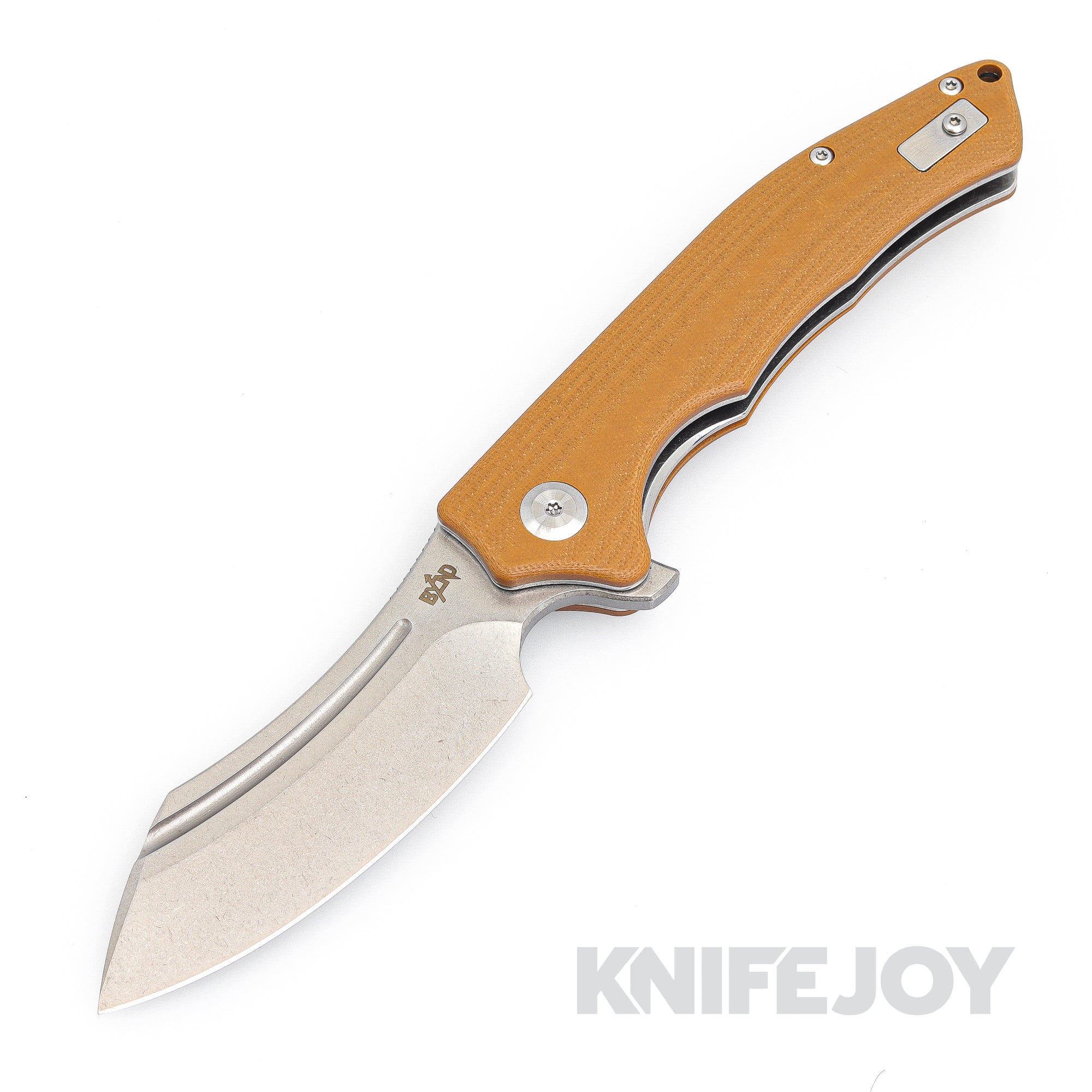 B'yond EDC SA1903DG-BN Sunder Liner Lock Folder Satin Plain Blade with Brown G10 Handles