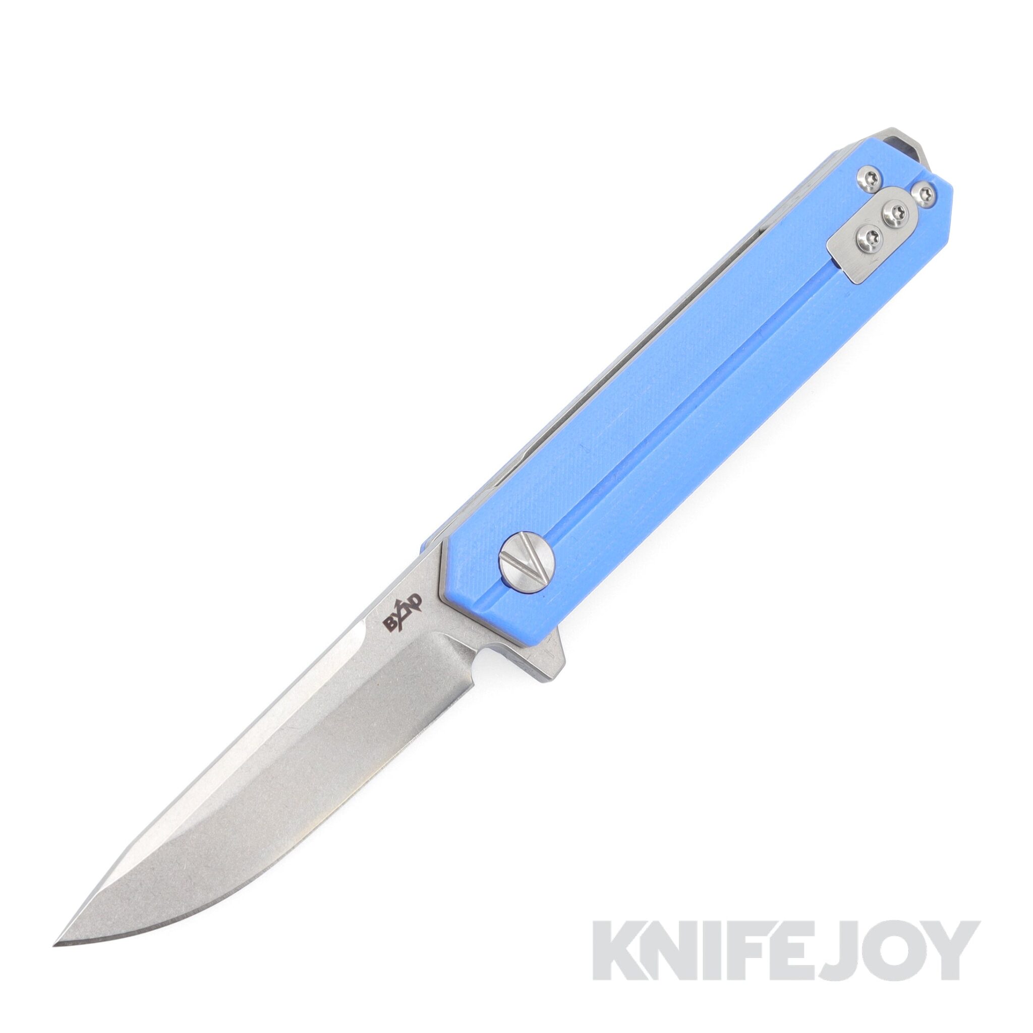 B'yond EDC SA1905R1DGS-BL Linear Liner Lock Folder Satin Plain Blade with Blue G10 Handles