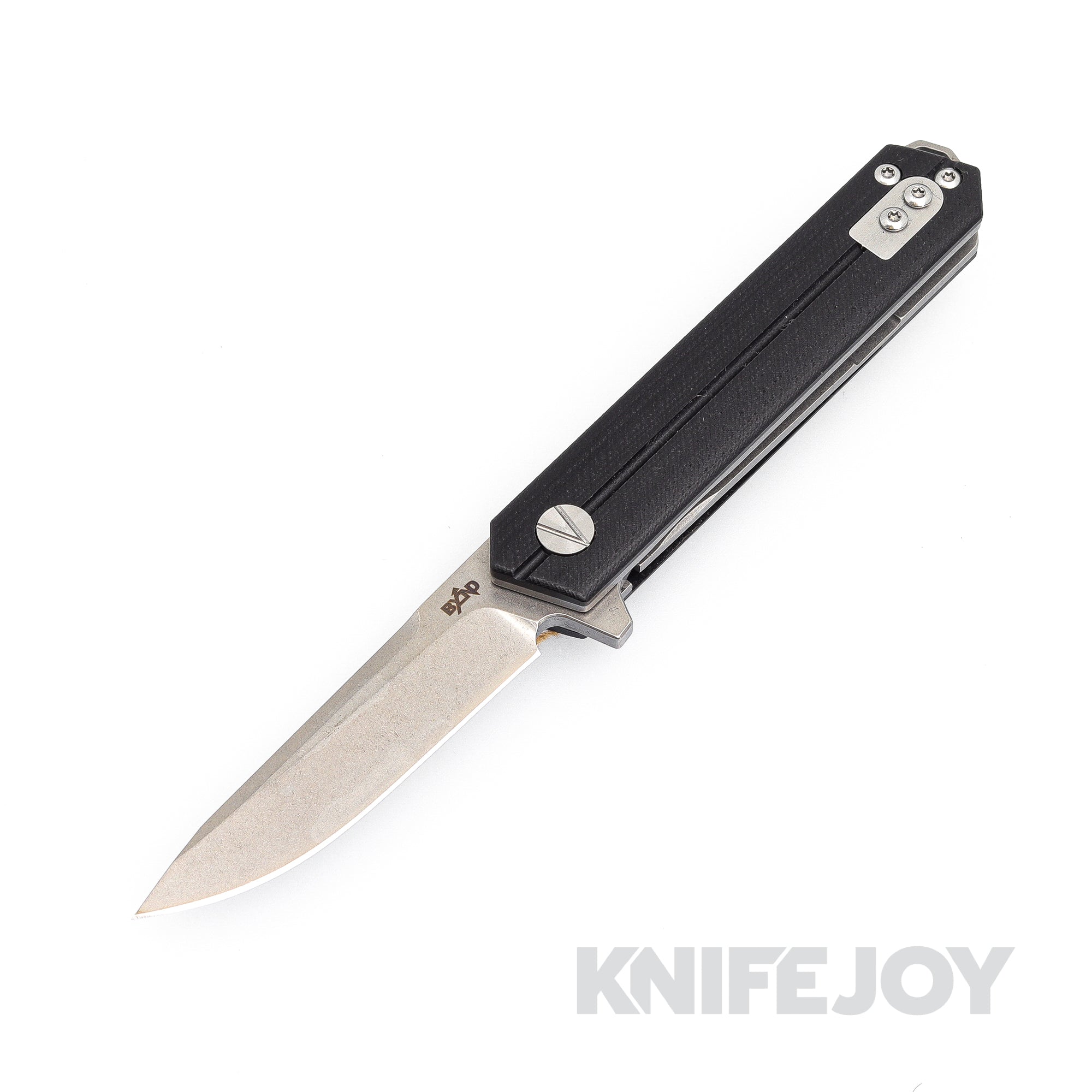 B'yond EDC SA1905R1DGS-BK Linear Liner Lock Folder Satin Plain Blade with Black G10 Handles