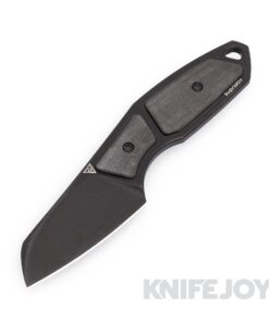 Suprlativ Hella Pocket Fixed Blade PVD M390 Sheepsfoot Plain Blade with Removable Multi Black Linen Micarta Inlay Handle