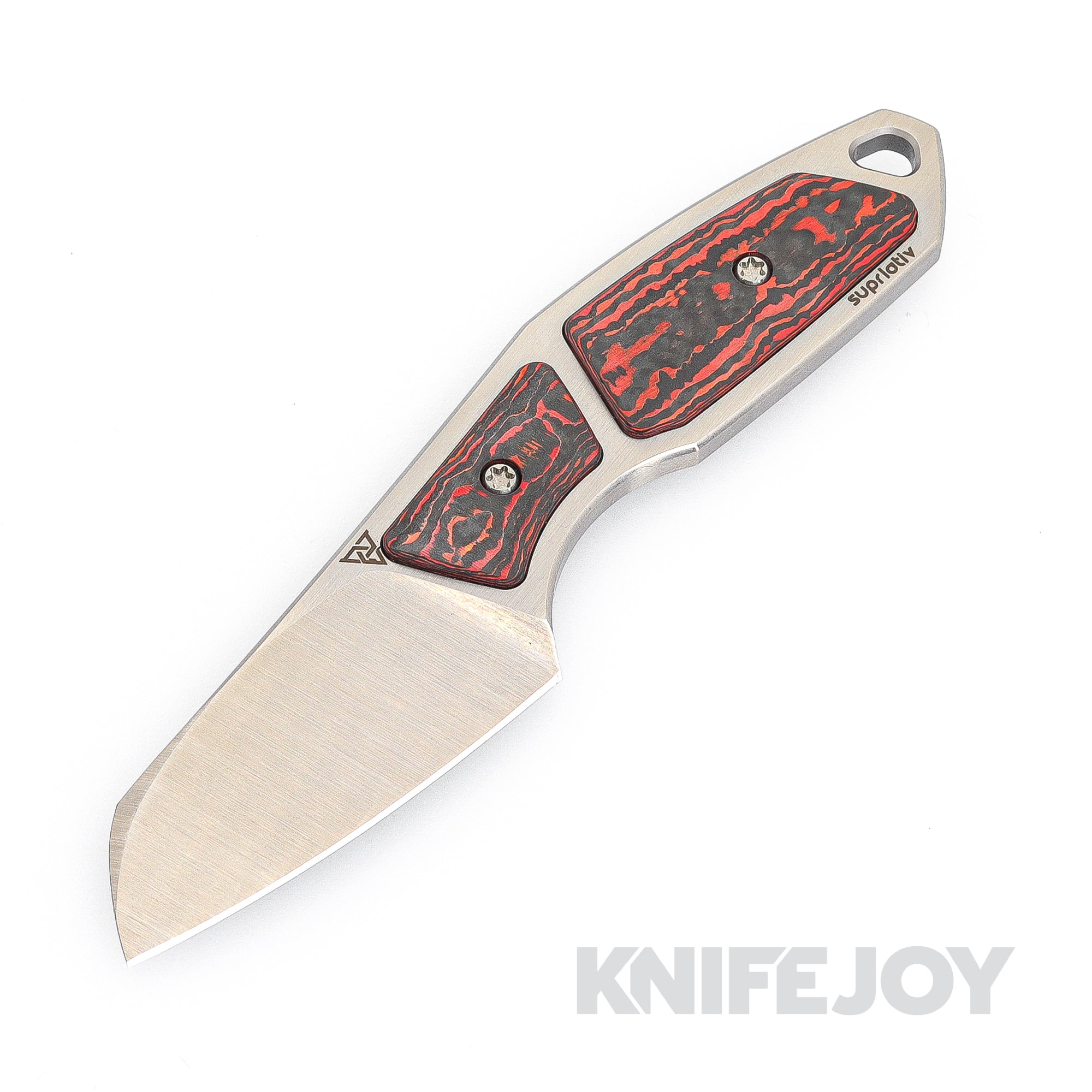 Suprlativ Hella Pocket Fixed Blade Belt Satin M390 Sheepsfoot Plain Blade with Removable Lava Flow Fat Carbon Inlay Handle