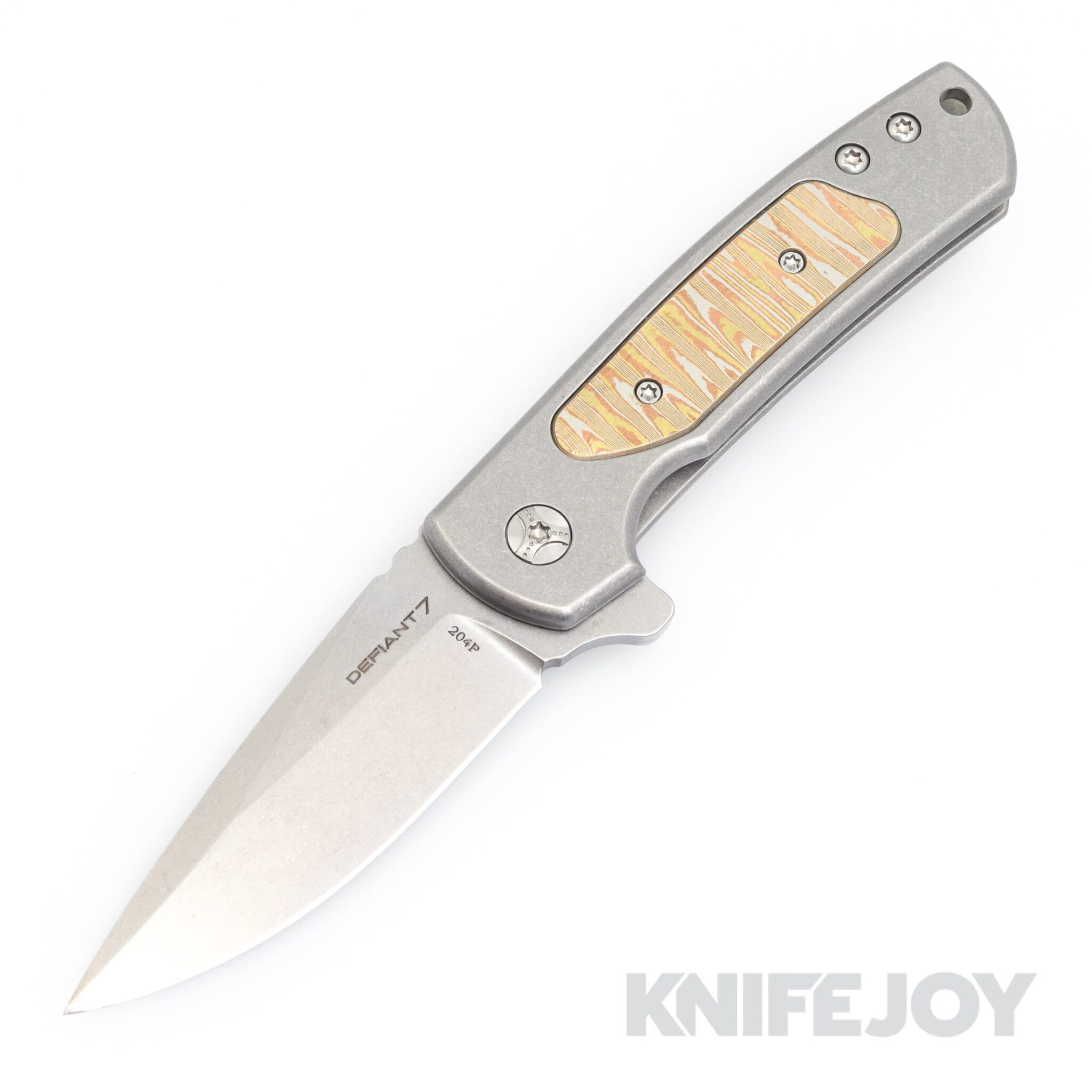 Les George Defiant 7 Servo Mokume Insert Flipper Knife