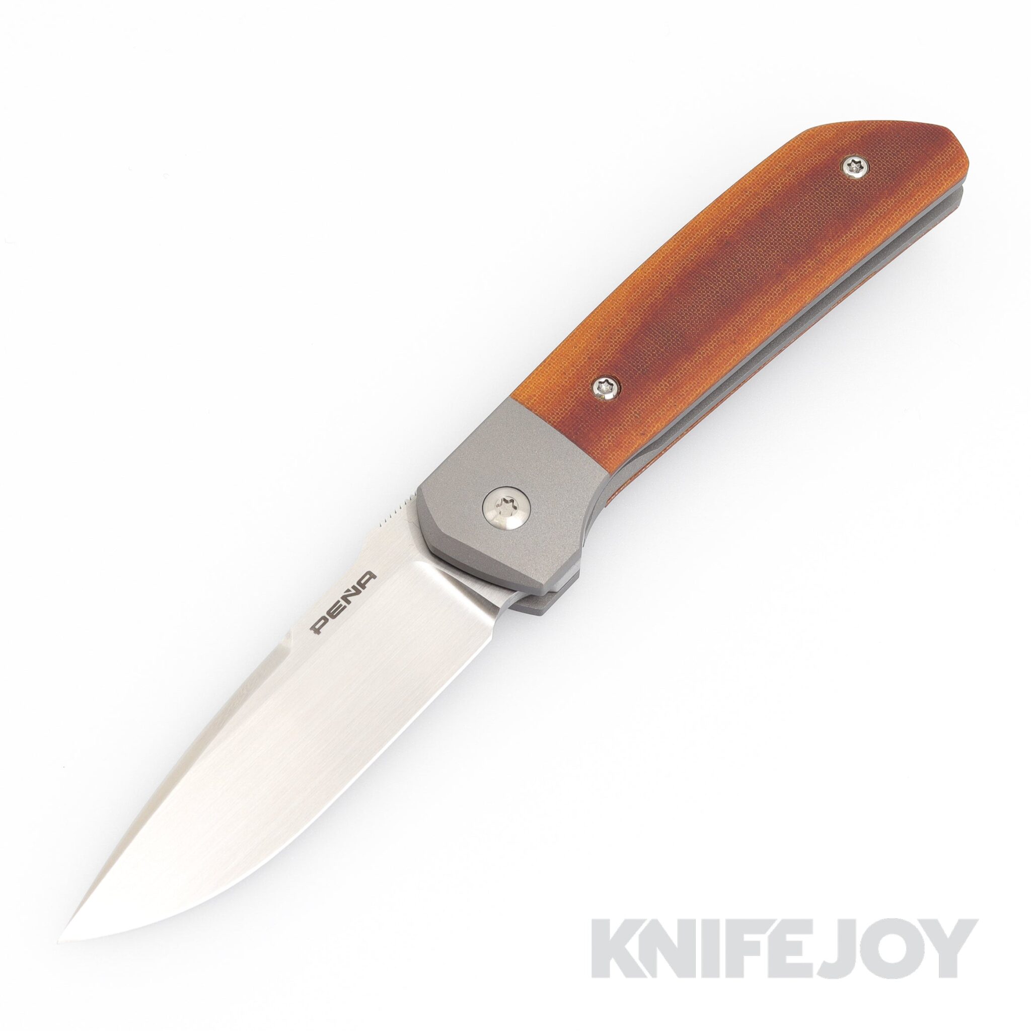 Enrique Pena Custom Front Flipper Mula with Brown Canvas Micarta and Mokuti Clip
