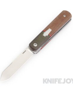 Enrique Pena Custom Front Flipper Barlow with Brown/ Green Canvas Micarta Handles
