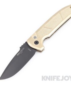 Pro-tech Knives PTLG336-D2 Rockeye Custom Auto DLC Black CPM-D2 Blade with Textured AL Bronze Handles/ Black MOP Button/ All Black HW and Clip