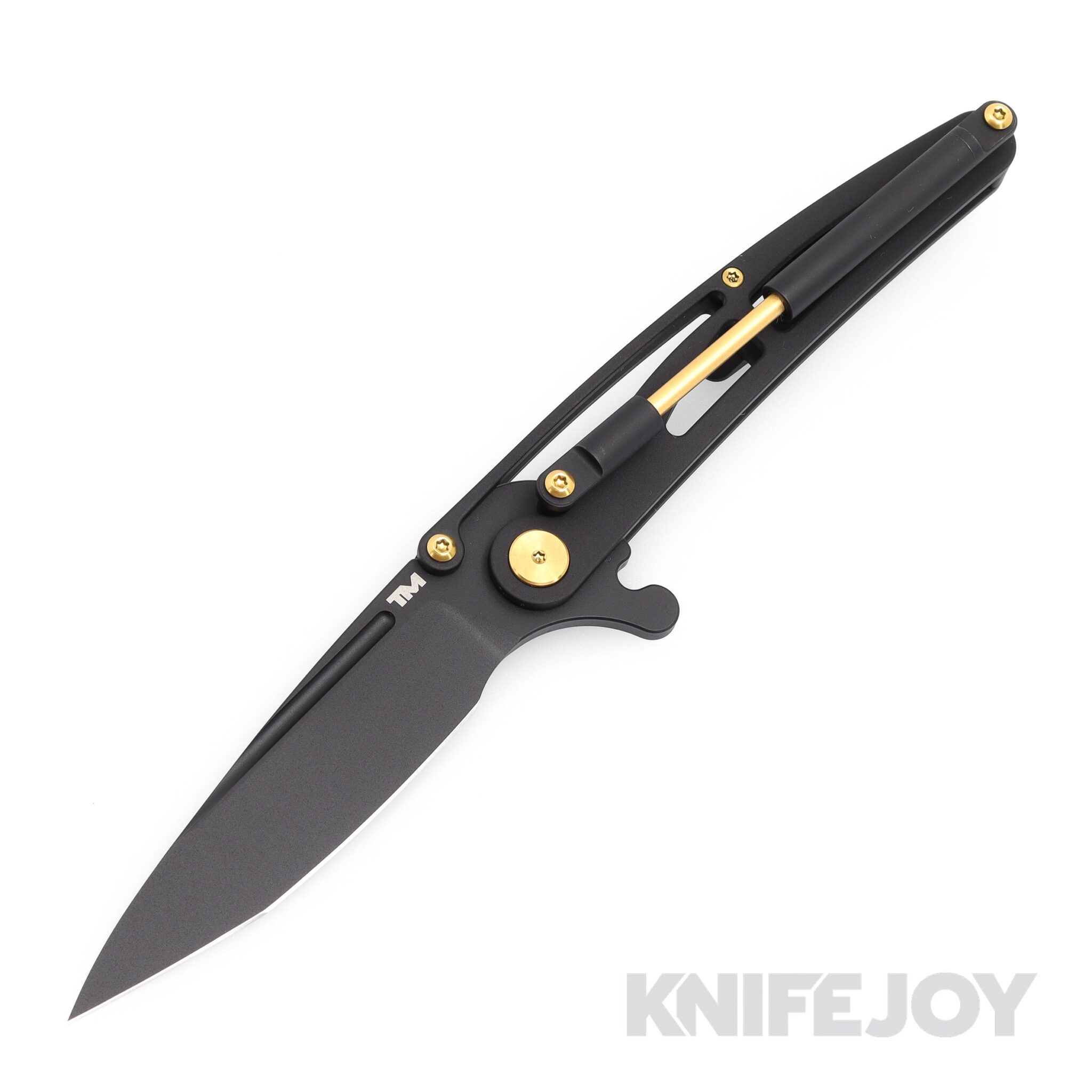 B'yond EDC Terra Mundi BEDCTM2302 Pneumatic Actuator Limited Edition Folder Black M390 Drop Point Blade with Black Titanium Handles with Piston/ Polymer Case